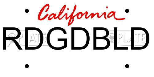 RDGDBLD California License Plate