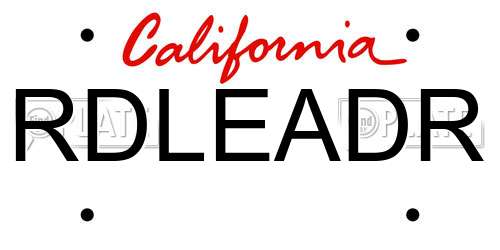 RDLEADR California License Plate