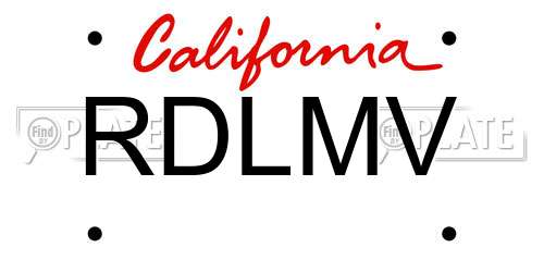 RDLMV California License Plate