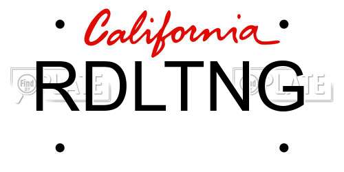 RDLTNG California License Plate