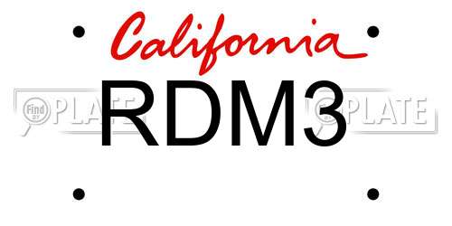 RDM3 California License Plate
