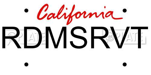 RDMSRVT California License Plate