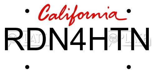 RDN4HTN California License Plate