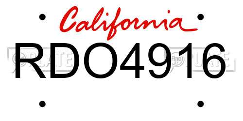 RDO4916 California License Plate