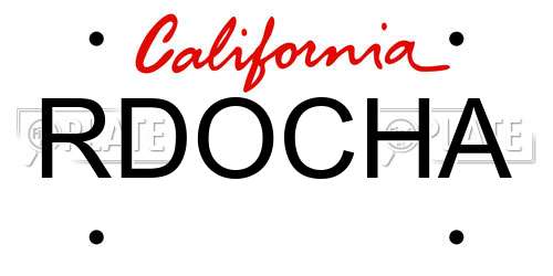 RDOCHA California License Plate