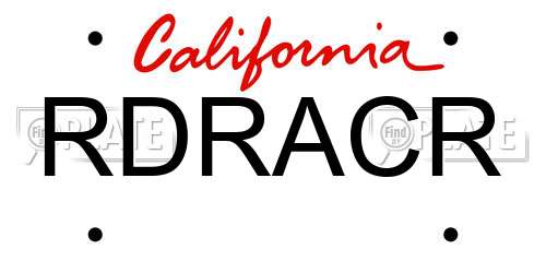 RDRACR California License Plate