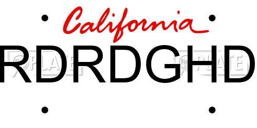RDRDGHD California License Plate