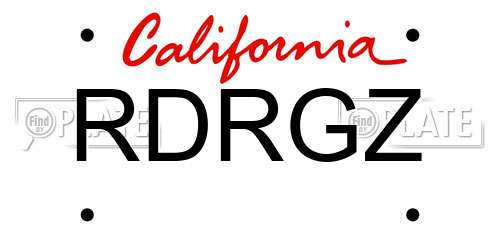 RDRGZ California License Plate