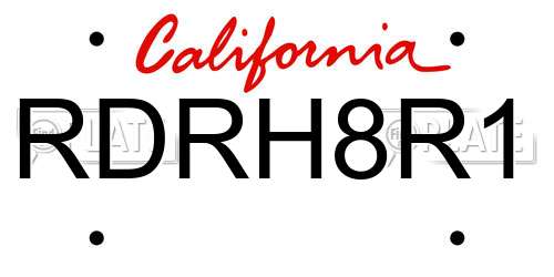 RDRH8R1 California License Plate