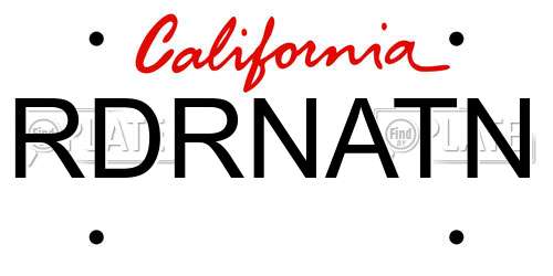RDRNATN California License Plate