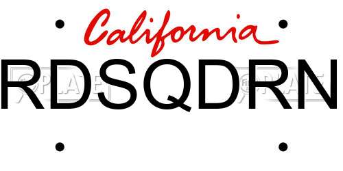 RDSQDRN California License Plate
