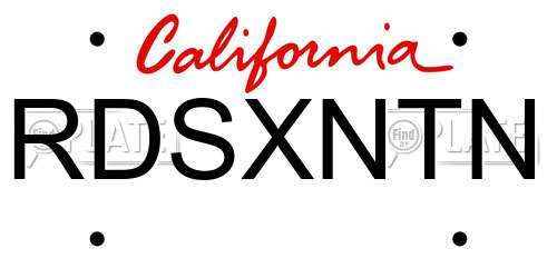RDSXNTN California License Plate