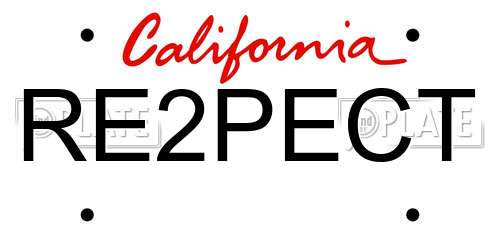 RE2PECT California License Plate