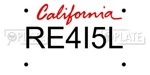 RE4I5L California License Plate