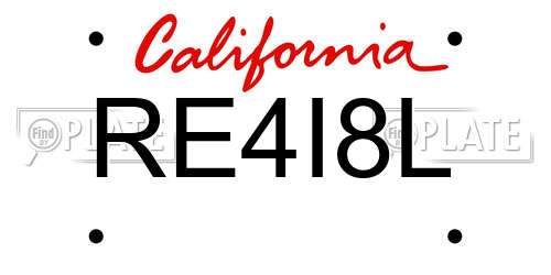 RE4I8L California License Plate