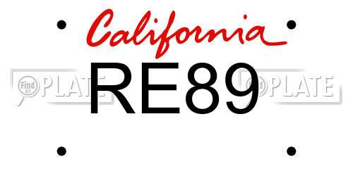 RE89 California License Plate