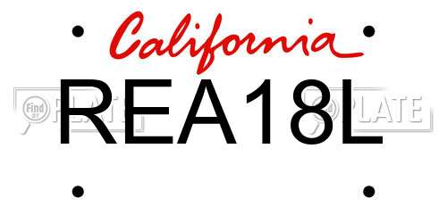 REA18L California License Plate