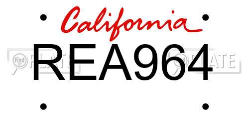 REA964 California License Plate