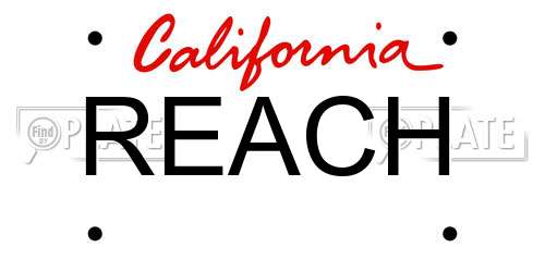 REACH California License Plate