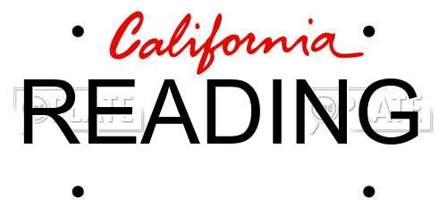 READING California License Plate