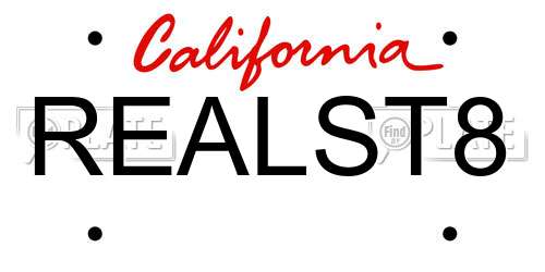 REALST8 California License Plate