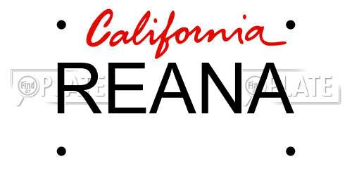 REANA California License Plate