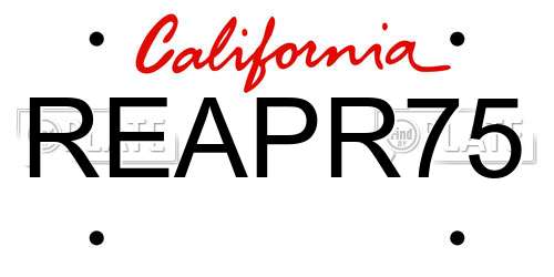REAPR75 California License Plate