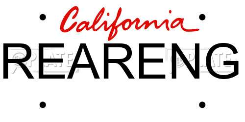 REARENG California License Plate
