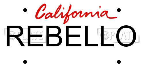 REBELLO California License Plate