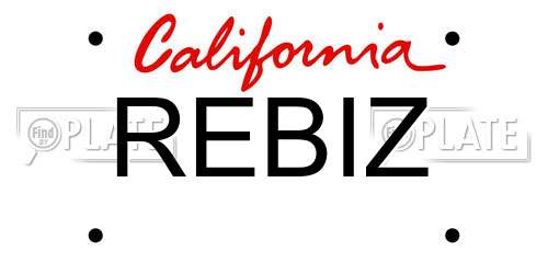 REBIZ California License Plate
