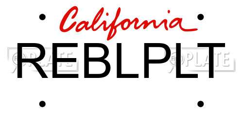REBLPLT California License Plate