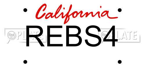 REBS4 California License Plate