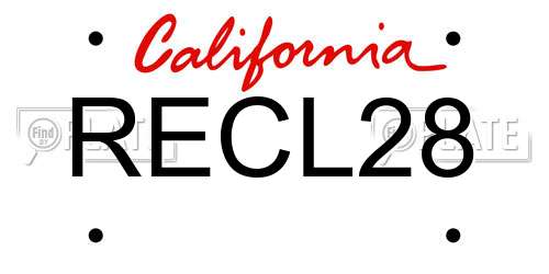 RECL28 California License Plate