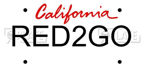 RED2GO California License Plate