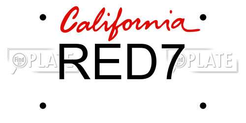 RED7 California License Plate