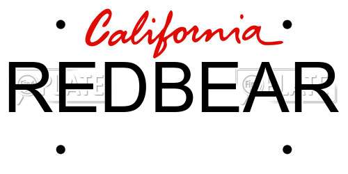 REDBEAR California License Plate
