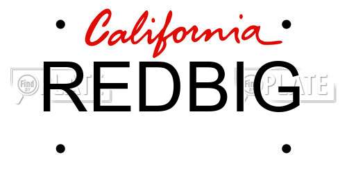 REDBIG California License Plate