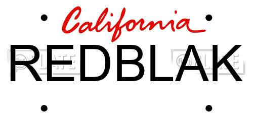 REDBLAK California License Plate