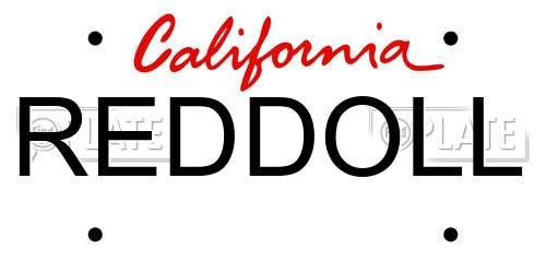 REDDOLL California License Plate