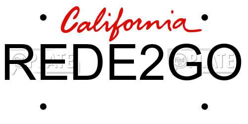 REDE2GO California License Plate
