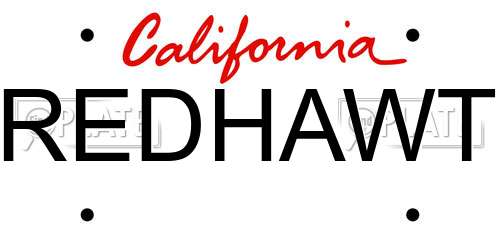 REDHAWT California License Plate