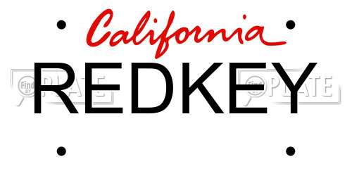 REDKEY California License Plate