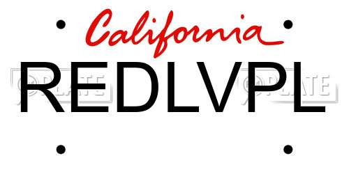 REDLVPL California License Plate