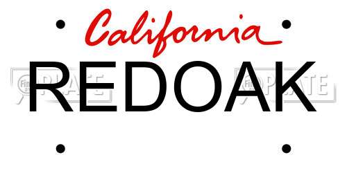 REDOAK California License Plate