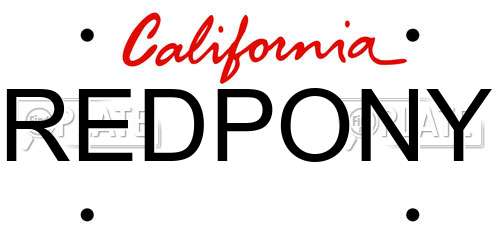 REDPONY California License Plate