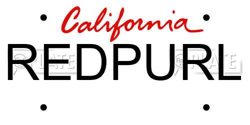 REDPURL California License Plate