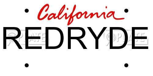 REDRYDE California License Plate