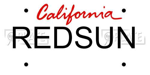REDSUN California License Plate