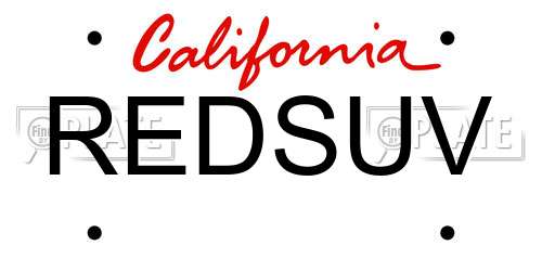 REDSUV California License Plate