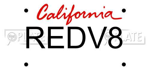REDV8 California License Plate